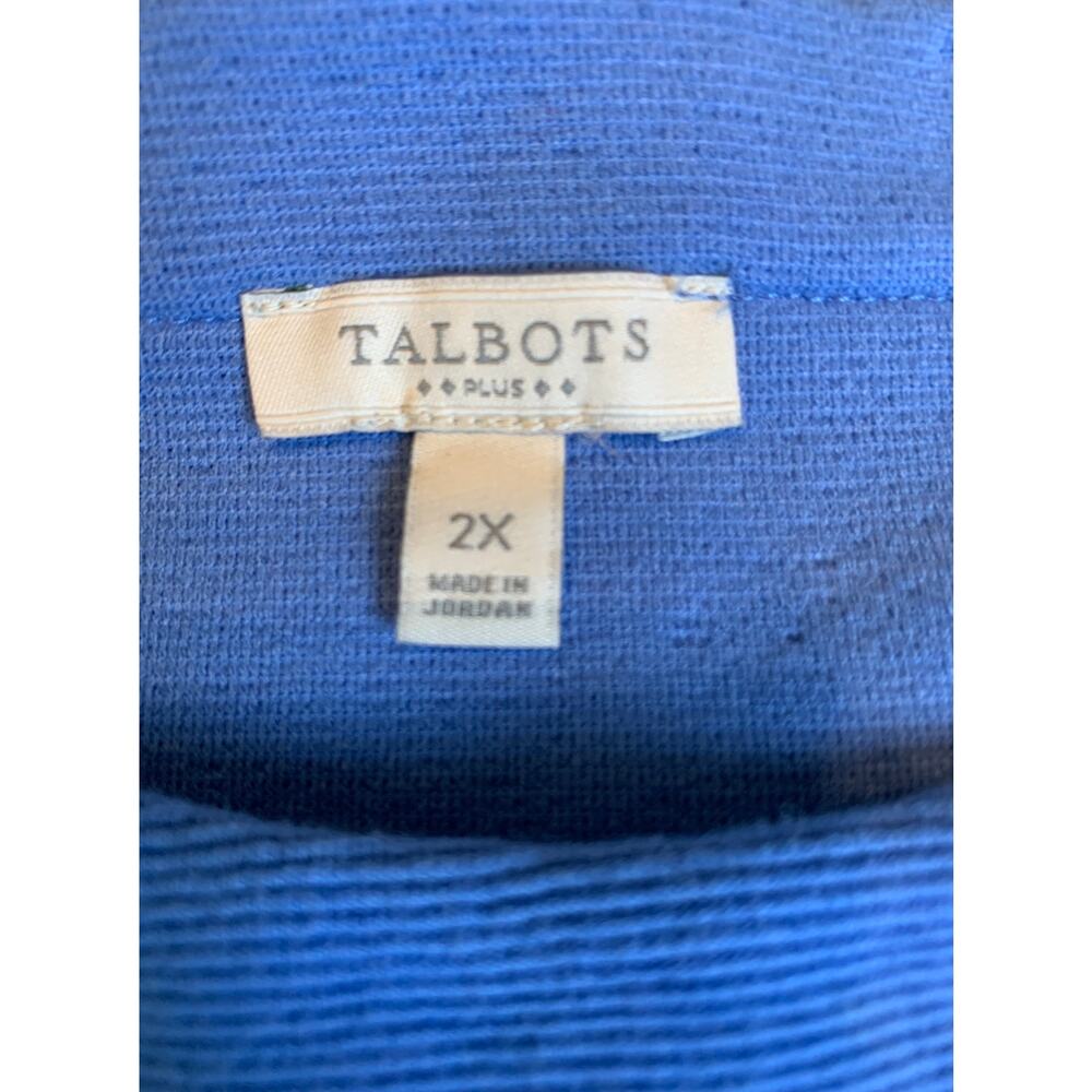Talbots Womens Top 3/4 Sleeve Blue Stretch Round Neck Size 2X - Picture 2 of 9